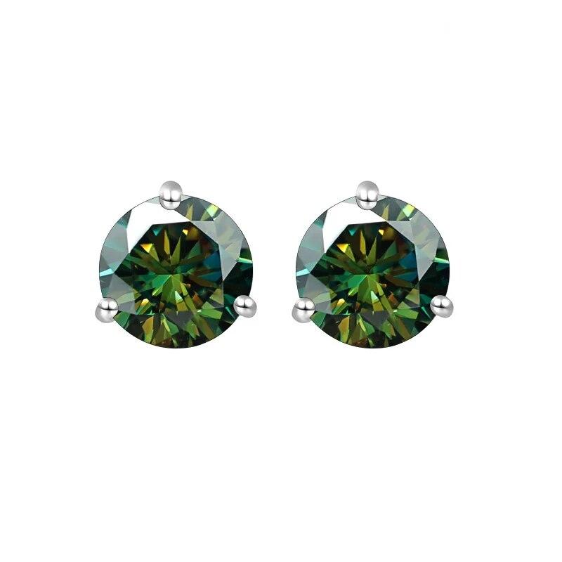 S925 Sterling Silver Round Anniversary Stud Earrings 0.5CT/1CT Trendy Style Moissanite Earrings For Women Couple Gift