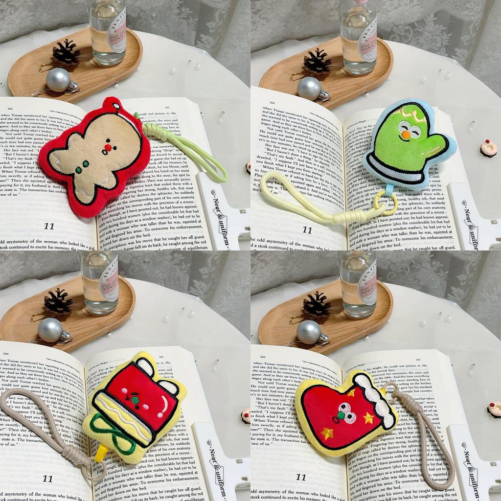 Plush Christmas Cookie And Sock Decorations With Short Plush For Bag Accessories