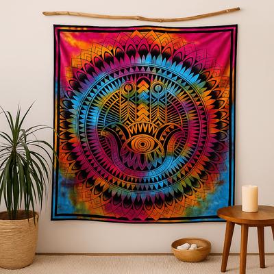 Baumwoll-Tagesdecke Doppel Hamsa Wandbehang