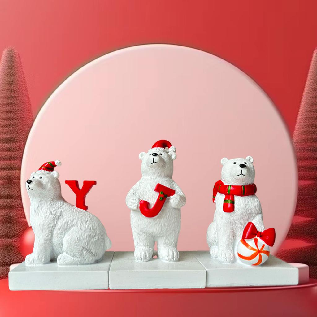 Polar Bear Resin Statue Christmas Decoration Cute Polar Bear Statue Decoration Home Decoration