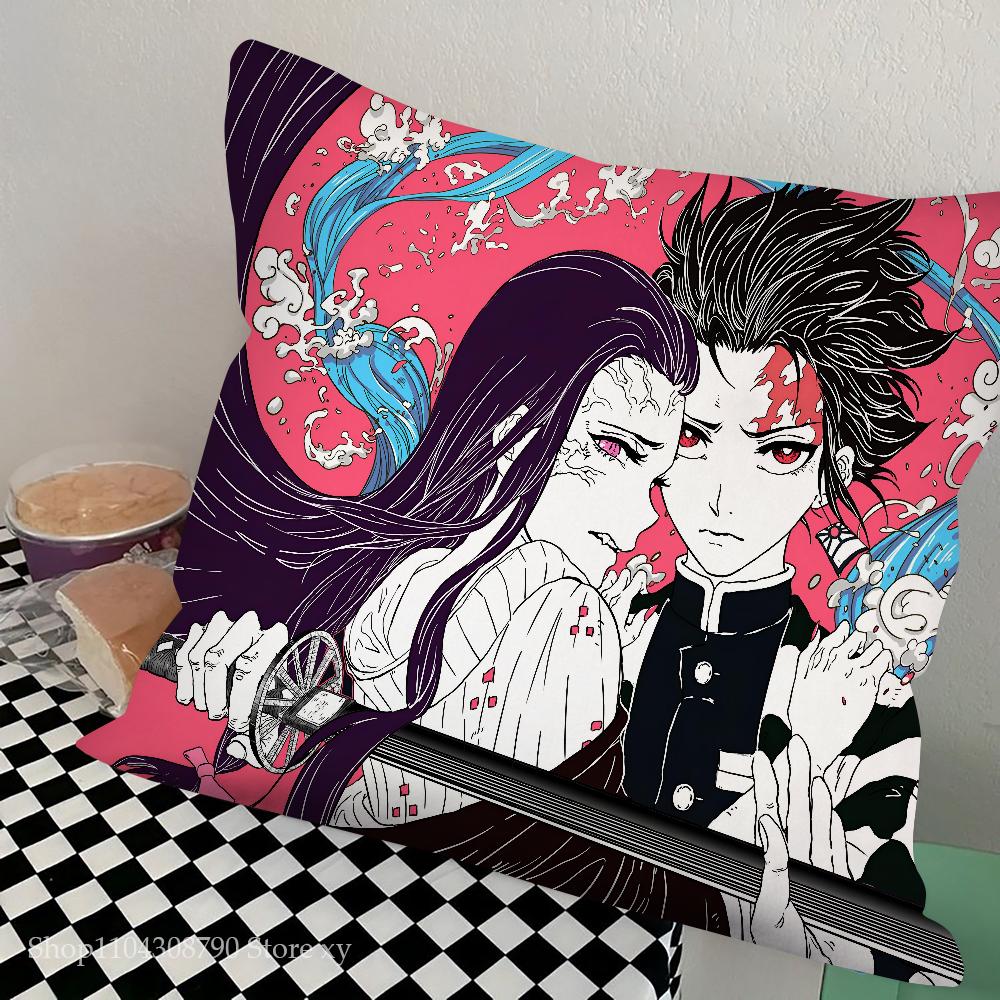 Anime Demon Slayer Kimetsu Pillow Case Square Pillow Bedroom Sofa Leisure Comfort Cushion Car Living Room Home Decoration