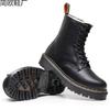Real wool Martin boots high-top locomotive boots women's soft leather couple short boots men's and women's leather boots round