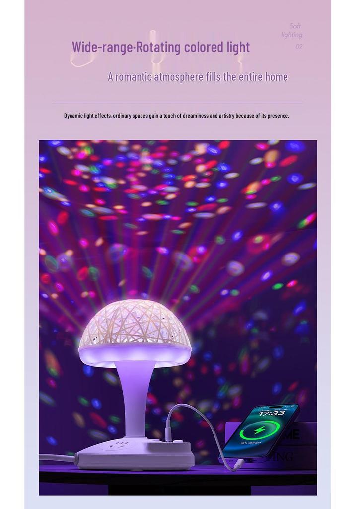 Romantic Seven-Color LED Mood Light with Rotating Indoor Stage Lamp & Cord Extension.