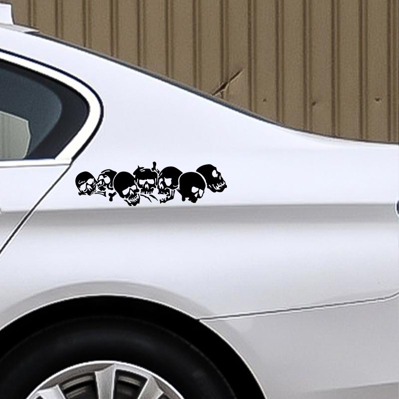 G096 22.8X6.7CM New SKULL Vinyl Car Stickers Motorcycle Decals Car Styling Accessories Fashion Black/white/laser