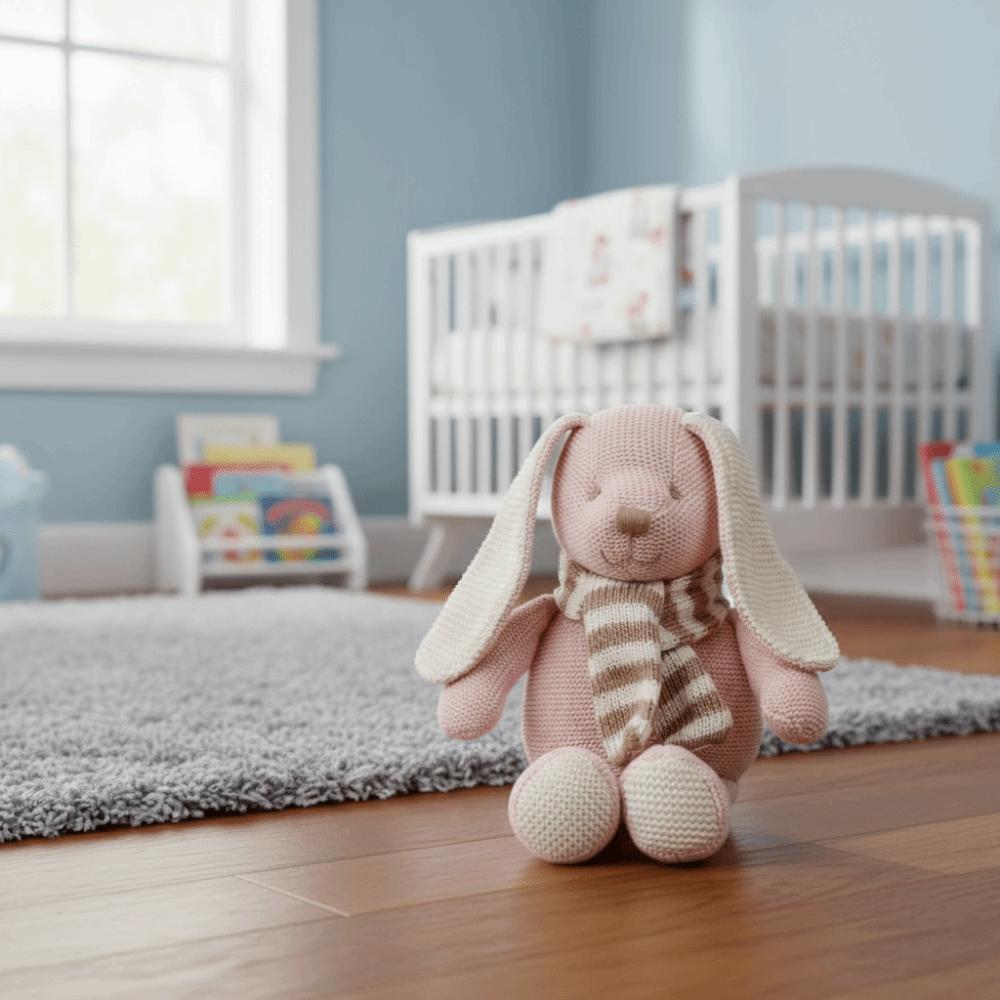 Soft Cotton Knitted Rabbit Doll Handmade Soothing Plush Toy Plush Rabbit Doll  Newborn