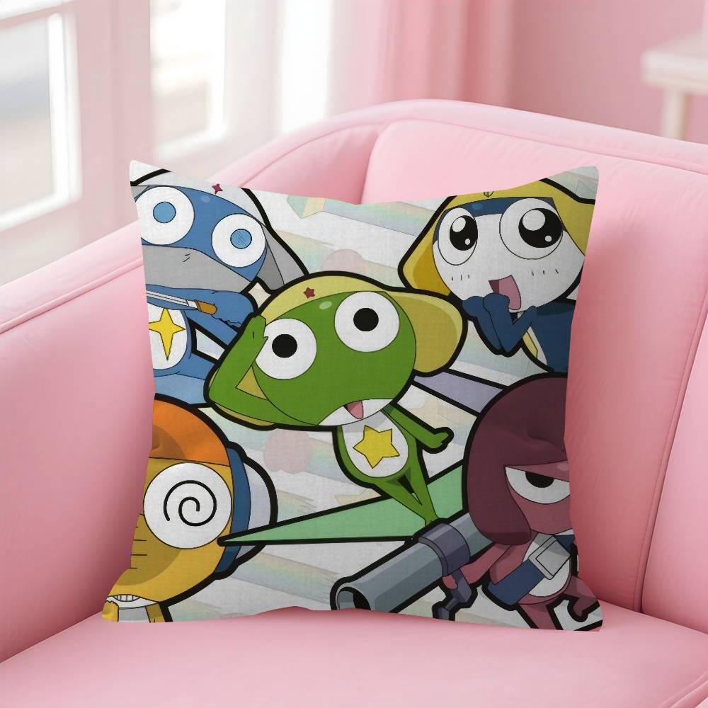 Funny Cartoon K-Keroro Gunsou Frog Cushion Cover Pillow Cover Decor Pillowcase Printed Cushion Case For Couch