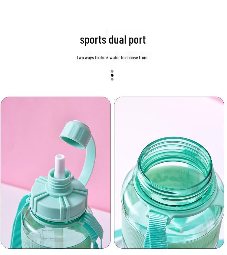 Portable 2000ml Sports Water Bottle with Double Lid and Straw for Men and Women, Ideal for Fitness Activities