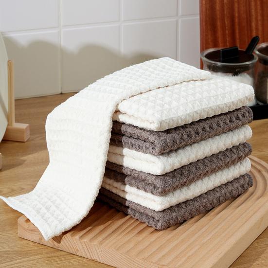 Dishwashing Rag, Double-Sided Waffle Microfiber Dish Scrubber, Stain Removing Dish Towel for Kitchen Counters Bars