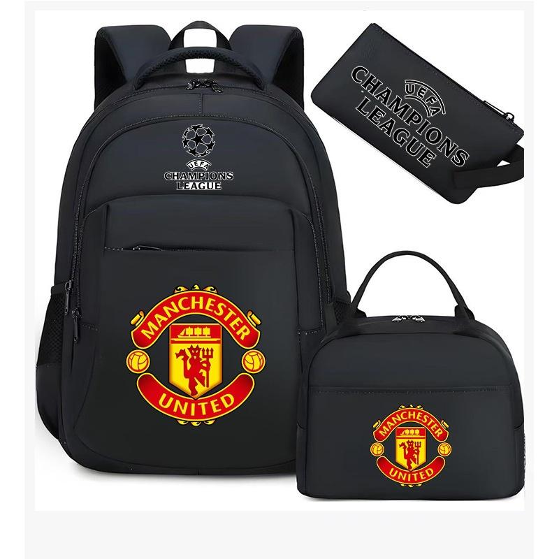 Large Capacity Backpack Set of 3 Kids School Bag Soccer Fan Merchandise Backpack Boys Girls Sports Rucksack