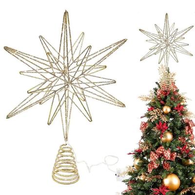 12.6 İnç Yaratıcı LED Işıklar Parıltılı Noel Ağacı Dekorasyonu Noel Ağacı Tepesi Noel Ağacı Yıldız Işıklı Parti Aksesuarları