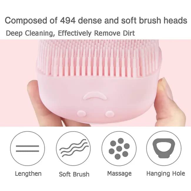 HUDACRUSH 2Pcs Body Scrubber with Soap Dispenser Bath Brush, Body Brush for Bathing, Soft Body Exfoliator, Bath Silicon Body Loofah for Babies, Kid
