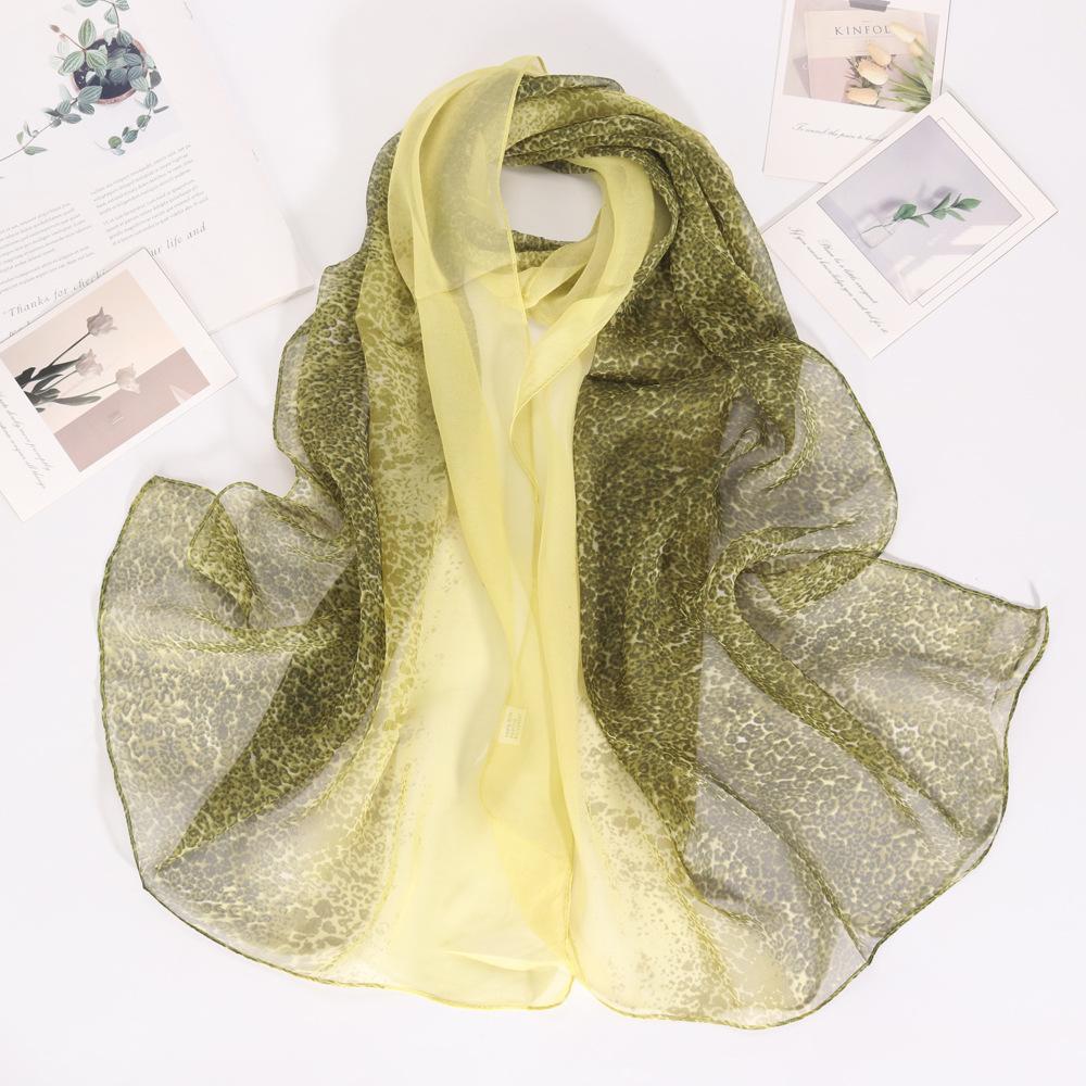160*50Cm Long Wraps Beach Sunscreen Silky Georgette Hijab Four Seasons Thin Soft Chiffon Women Leopard Print Scarf Shawls