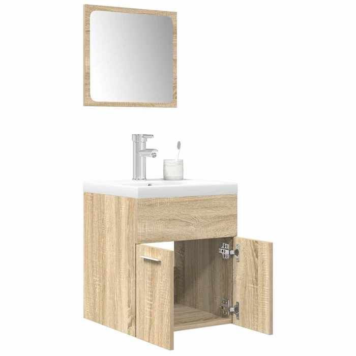 VidaXL 3-piece Bathroom Furniture Set Sonoma Oak, Bathroom Cabinet, Bathroom Cupboard, Furniture 3325017