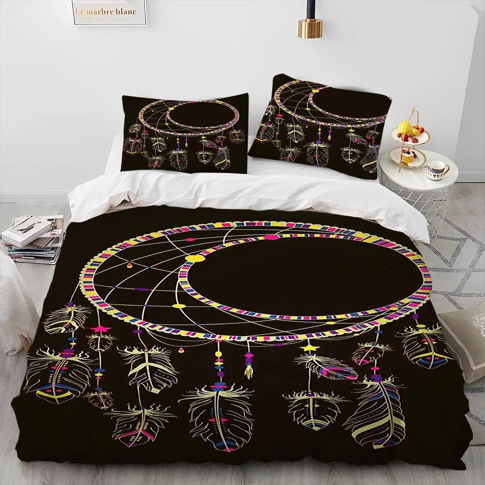 Comforter Fashion Dreamcatcher Feather Owl Comforter Bedding Set Bed Set King Queen Size Bedding Set