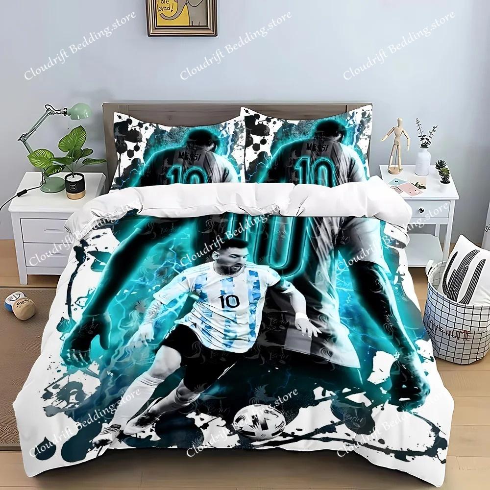 Football Star Duvet Cover Pillowcase M-Messi CR7 Bedding Set Adult Boy Girl Bedroom Decoration Gift Single Double Large Size963