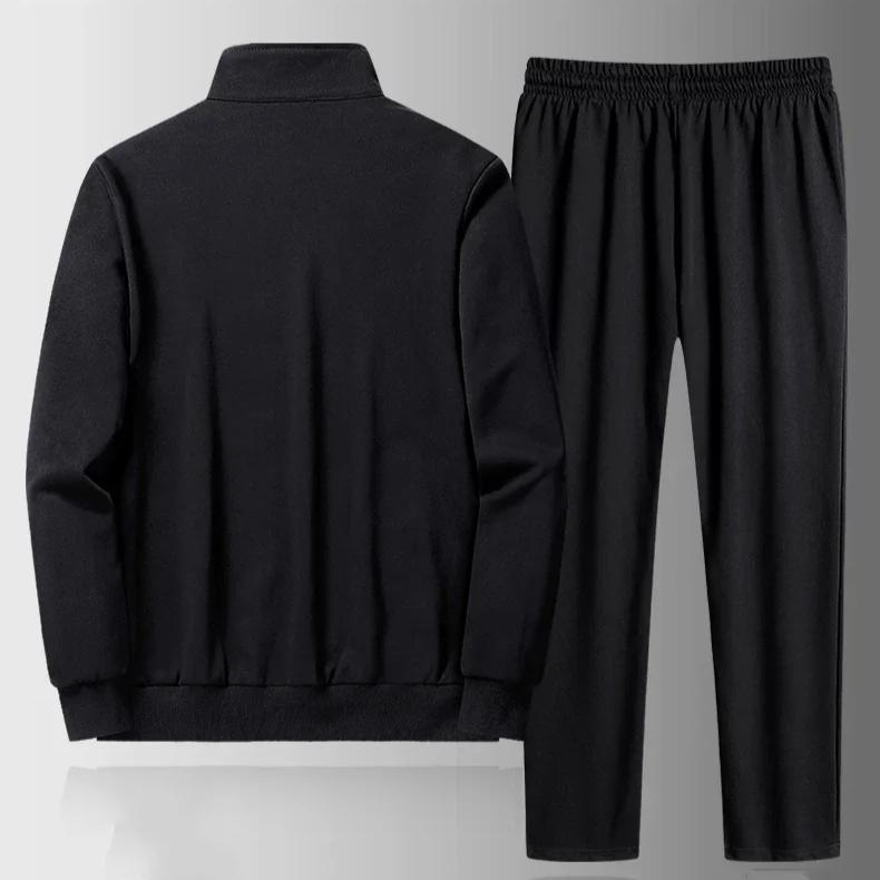 Conjunto de dos piezas para hombre de primavera otoño Sudadera Pantalón de chándal Pantalón para hombre Conjunto de dos piezas Chándal negro Ropa deportiva para correr Streetwear Hip Hop