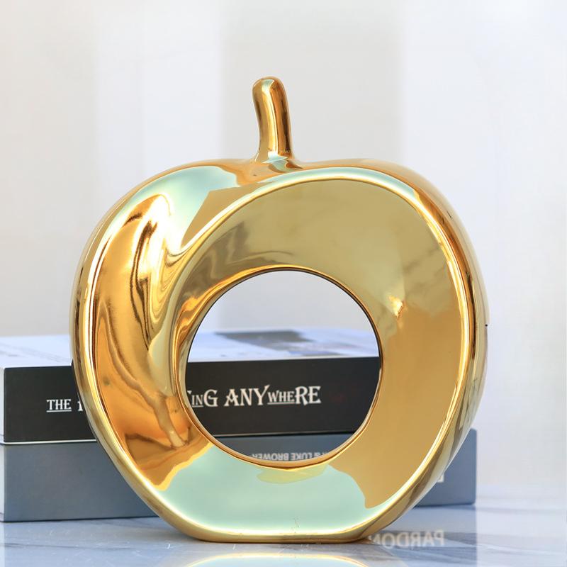 

Художественное произведение искусства для гостиной, украшения для винного шкафа, керамическая позолоченная вставка в виде яблока, современный простой вход, украшение для кабинета, креативность gold