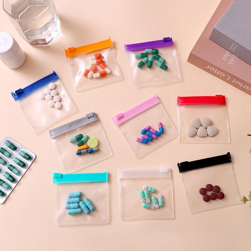 20Pcs Reusable Zippered Pill Pouch Bags Portable Travel Mini Small Med Organizer Waterproof Lightweight For Daily Medication