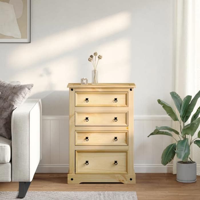 VidaXL Commode Corona 80x43x114 cm bois massif de pin, commode à tiroirs, classeur, armoire à tiroirs, armoire de rangement, 4005672