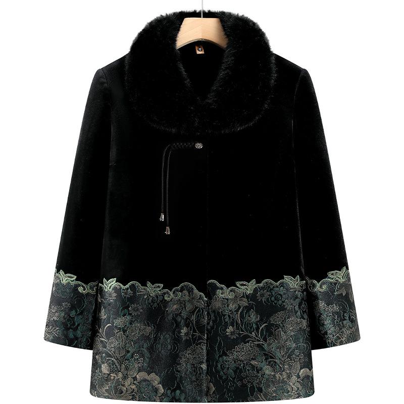 

Women s Winter Fleece-Lined Velvet Coat for Middle-Aged & Elderly – Thick, Warm, Cold-Proof Cotton Jacket 6XL (suggested up to 85 kg)