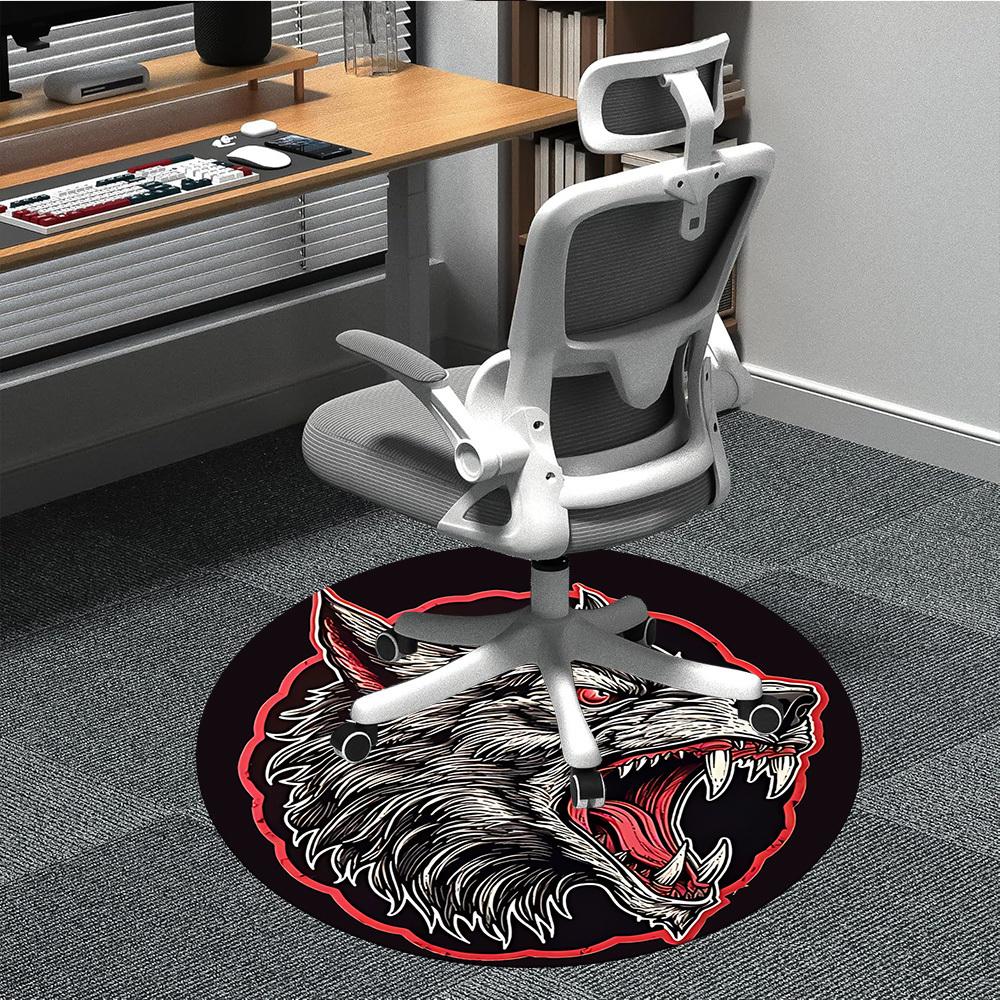 

1pc Wolfpack Alpha Office Round Area Rug, Under Office Chairs Bedroom Living Room Home Decor, Room Deco 80cm