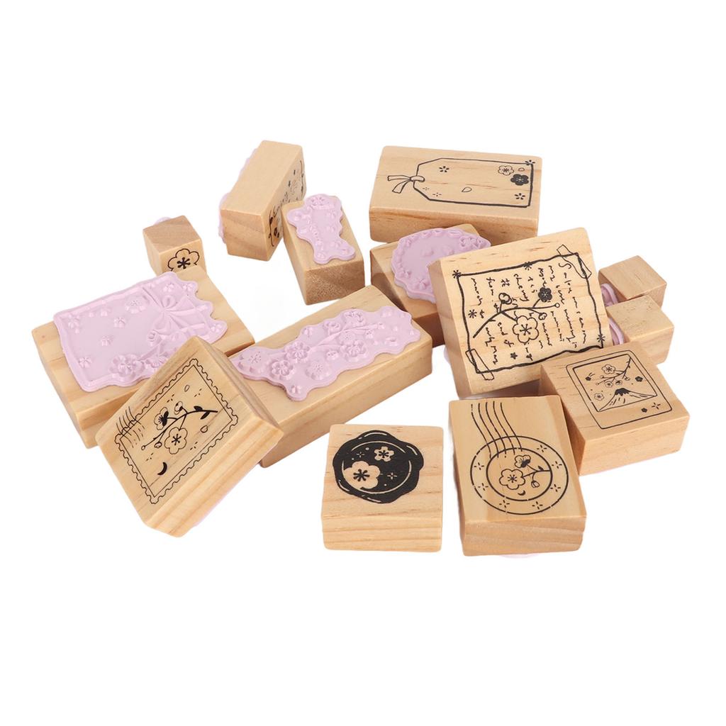 Sello de Goma de Madera Delicado Set de Sellos Decorativos de Madera para Arte Manualidades Diario Scrapbooking Planificador Tarjetas de Letras
