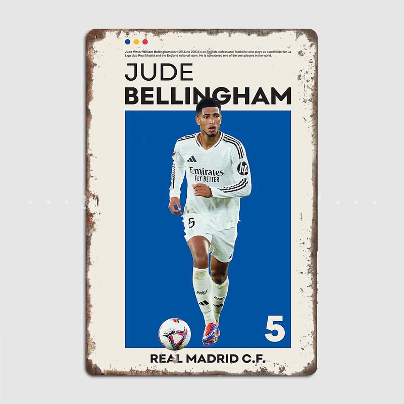 

Джуд Беллінгем та Вінісіус Жуніор Футболісти Ретро Металева Табличка Постер Бар Інтер єр Стіна Спальні Мистецтво Декор Будинку Декор Кімнати 20x30cm（7.8x11.8inch）