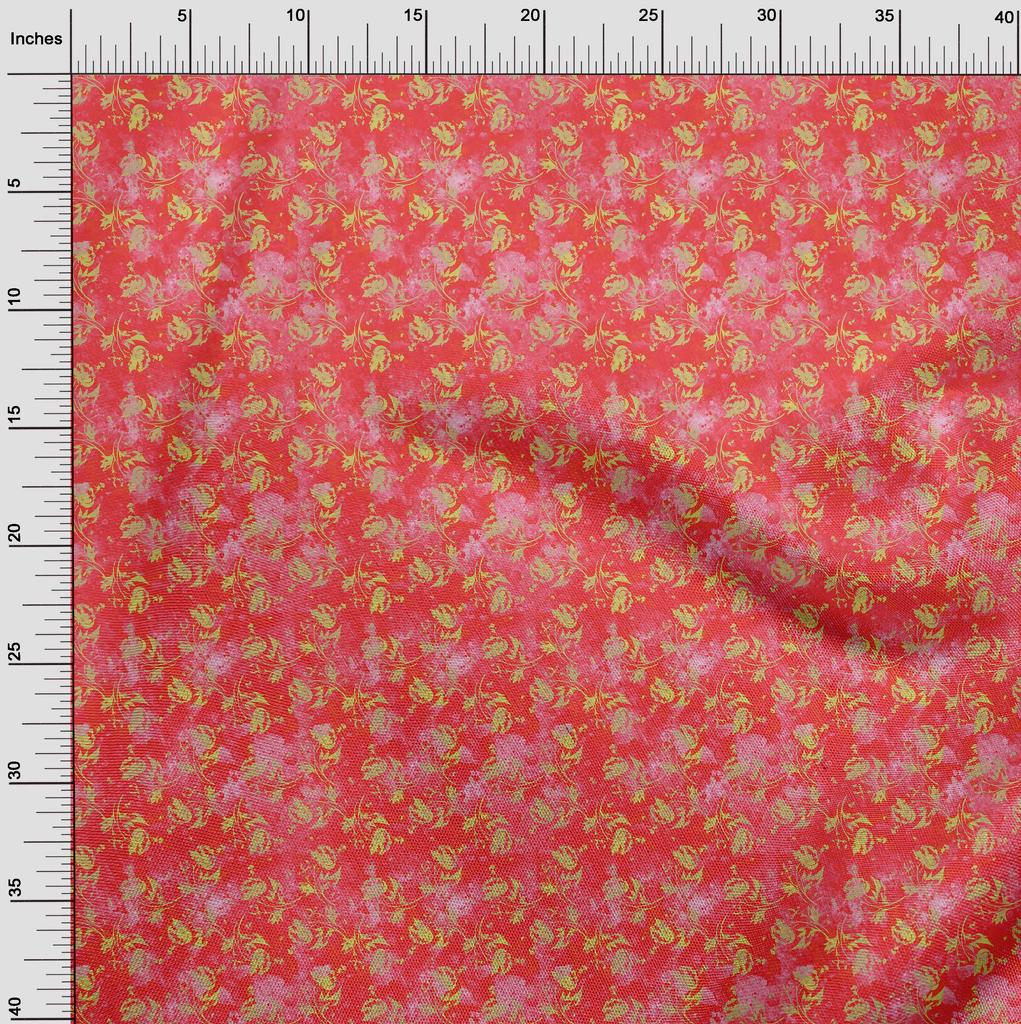 oneOone Cotton Flex Bright Red Fabric Batik Quilting Supplies Print Sewing Fabric By The Yard 40 Inch