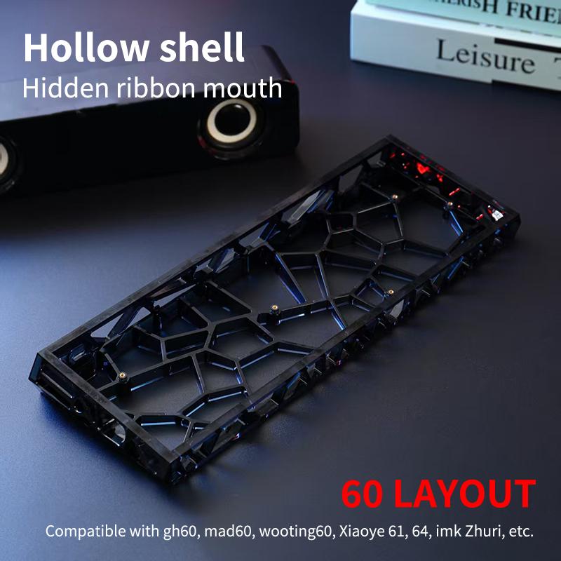 GH60 Hollow Transparent Keyboard Shell, Universal 60% Layout Case For Mechanical Keyboard DIY Custom Accessories