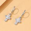 Cross Stylish Silver Earrings With Sparkling Crystals Trendy And Minimalist Design Women For