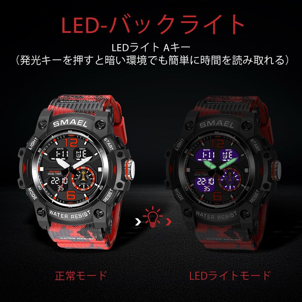 BEN NEVIS Digital Men's Watch, Waterproof, Multifunctional, Stylish, Simple, LED Display, Running, Sports, Outdoor, Gift, Includes Japanese Instructio