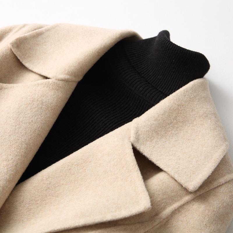 Women's 2024 Double-Sided Cashmere Mid-Length Wool Coat - High-End, Small Size.