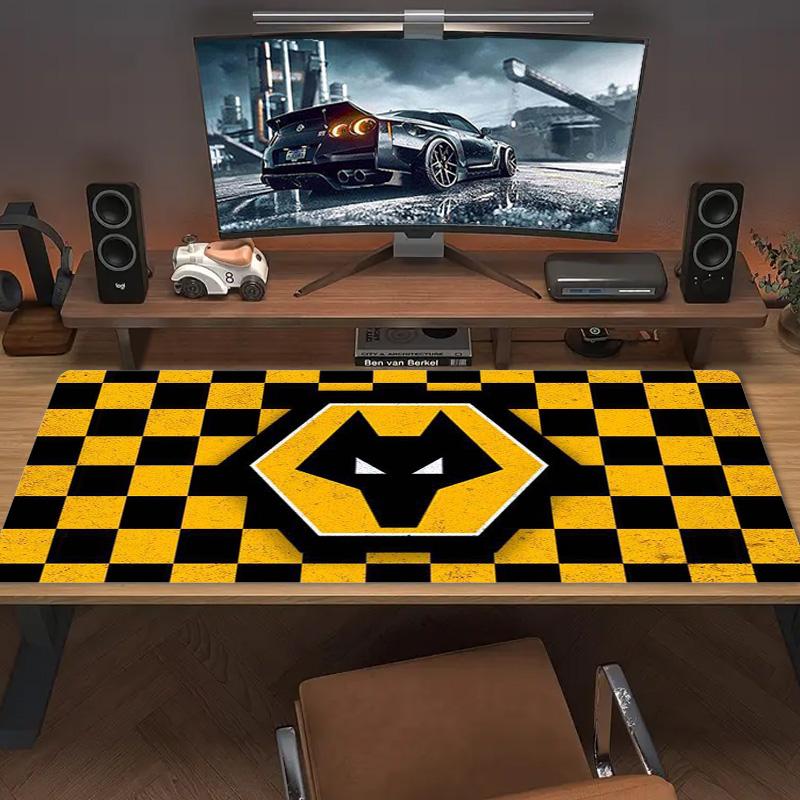 Wolverhampton Wanderers Farb-Mauspad Großes Gaming-Tischkissen Rutschfestes Laptop-Tablet Großes Mauspadd XXL Matte Mini-PC-Spielmatte Mit Verriegeltem Rand