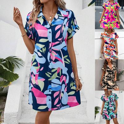 Neues Frühlings- und Sommerkleid für den Urlaub im Alltag, Pendeln, Arbeit, bequem, sexy, elegant, Damenmode, bedruckt