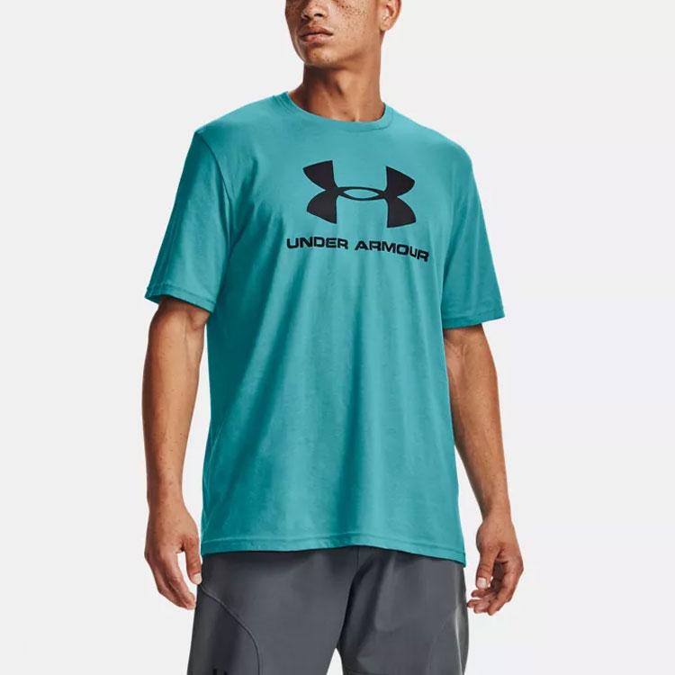 Under Armour Solid Logo Crew Neck Straight T-Shirt Men tops Cosmic-Blue 1329590-476