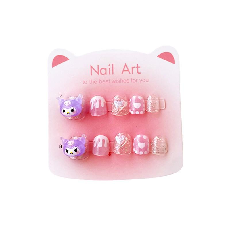 Cartoon Kids' Wearable Nail Tips - Cute Self-Adhesive Jelly Stickers for Girls