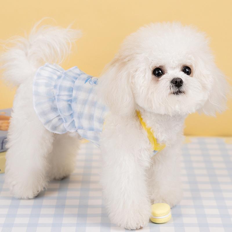 New Spring and Summer Thin Breathable Cute Medium and Small Dog Suspender Skirt Pet Two-legged Skirt Dog Clothes
