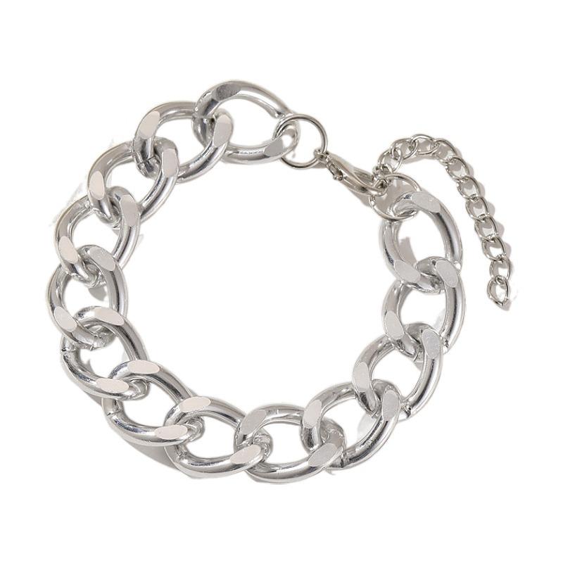 Hip Hop Thick Bracelet, Street Auction Personalized Gold Jewelry Punk Metal Chain Bracelet For Women