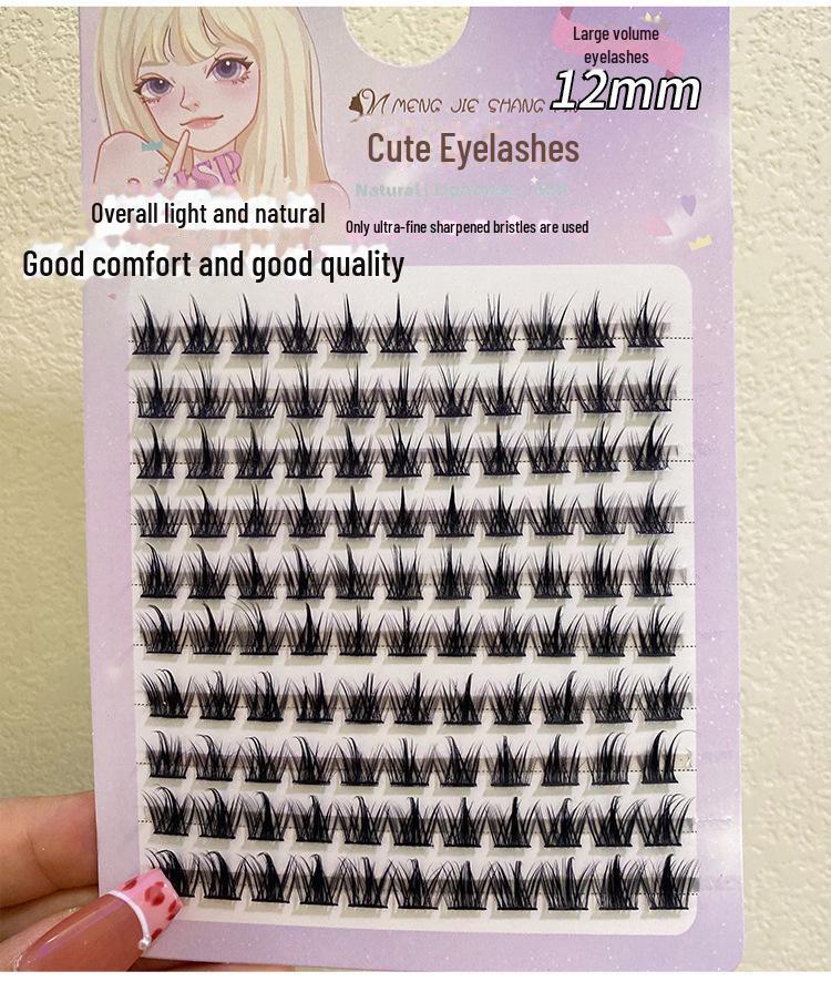 Mengji Shangpin Natural Thick Faux Wild Devil Eyelashes - 10 Rows for Women, Photogenic Cartoon Style