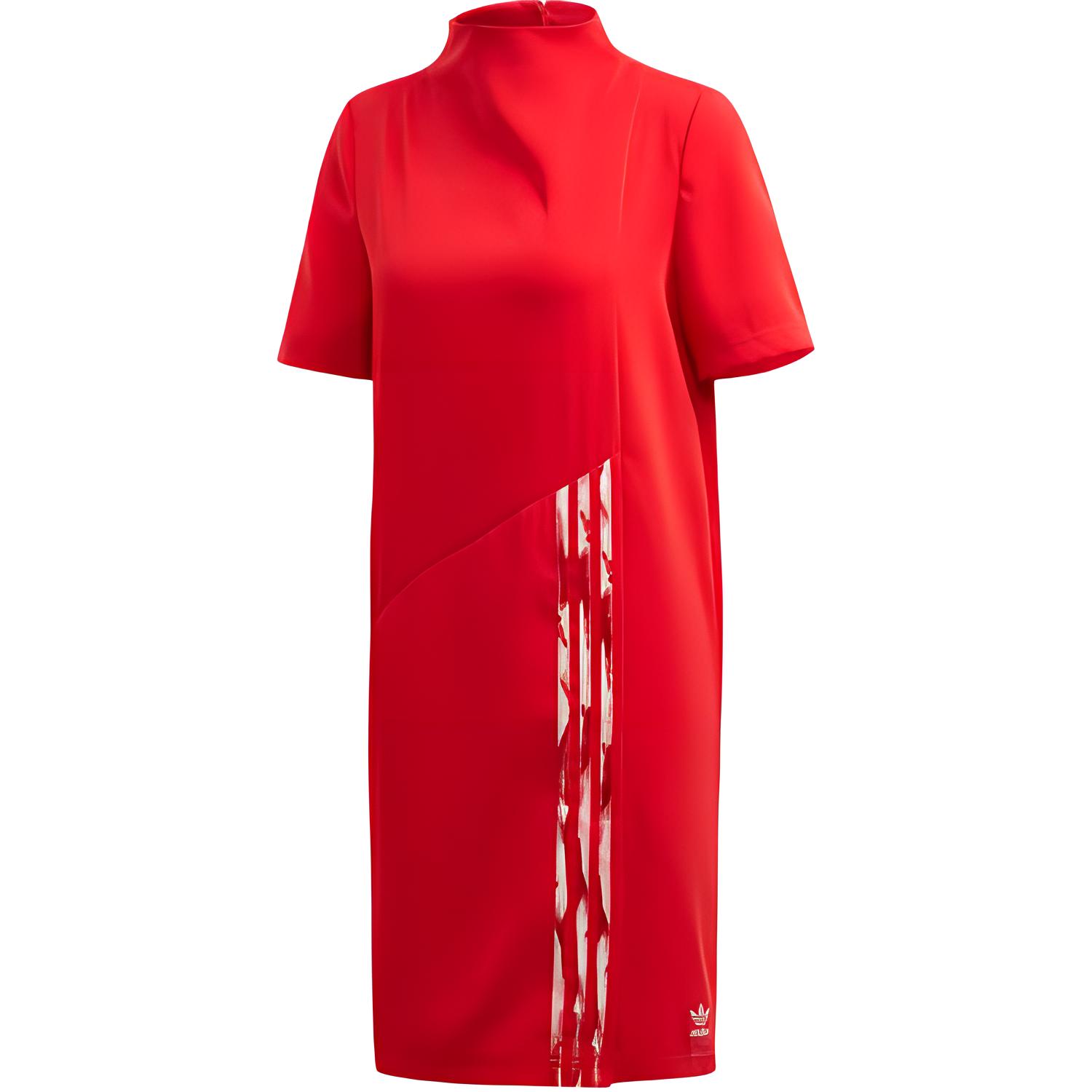 

Adidas Originals Street Cool Sports Series Casual Comfortable Breathable Short Sleeve Dress Women dresses Red FN2783 XXS