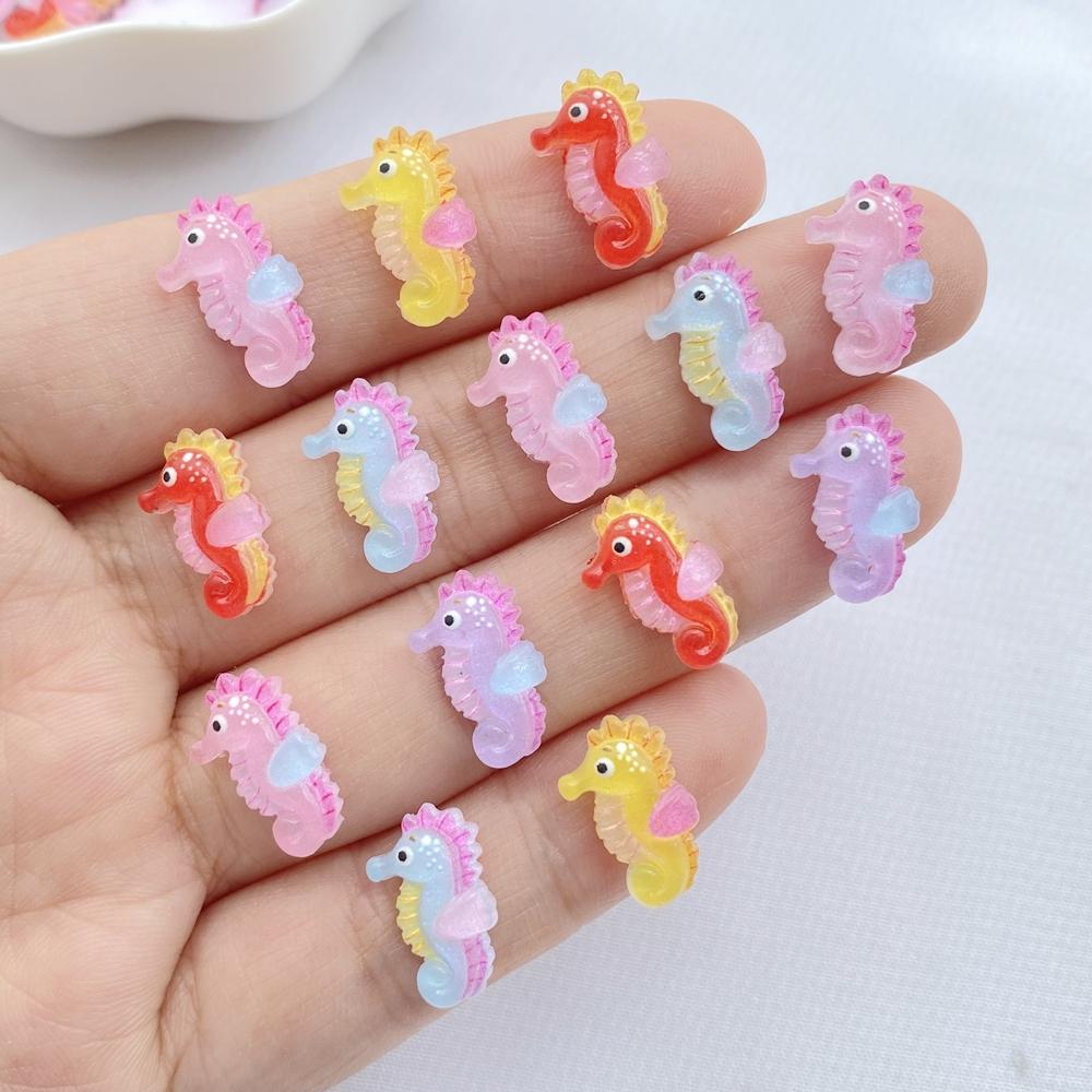 50Pcs New Cute Resin Colorful Little Hippocampus Japonicus Flat Back Ornament Jewelry Making Manicure Hairwear Accessories