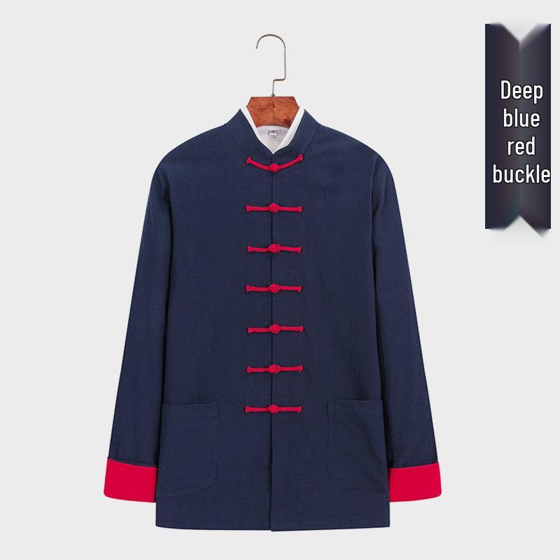 Men's Cotton Linen Tang Suit Jacket - Double-Layer, Chinese Style for All Seasons