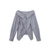 NEWOPEN 2025 Early Spring French Fashion Pure One-Shoulder Striped Women's Shirt C3270