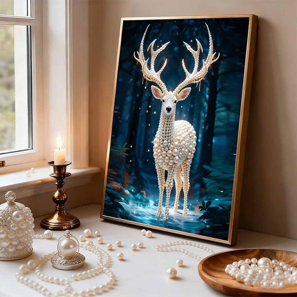 DIY Pearl Painting Set Little Deer Pattern Home Decoration Handmade Sticky Diamond Creative Canvas Pearl Art Painting Crafts Perfect Gift