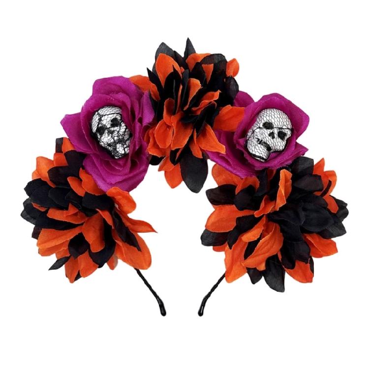 Day Of the Deads Headpiece Flower Crown Headband Mexicans Festival Florals Headpiece Halloween Cincos De Mayoes Costume
