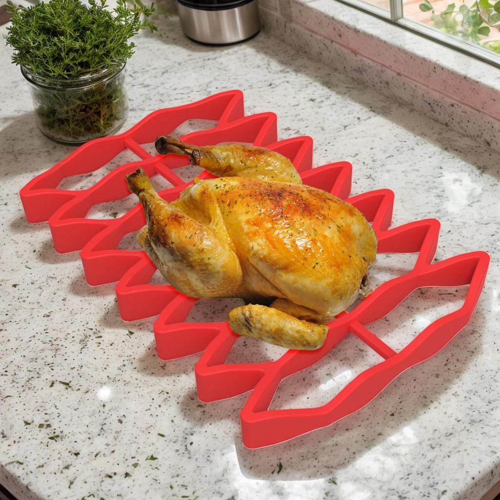 Silicone Roasting Rack Non-Stick Drains Oil Baking Tray for Oven, Meat Chicken Fish Vegetables, Reusable Kitchen Baking Tool