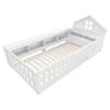 Children's bed 90 x 200 cm, with roof trim and window, with storage compartment, with safety rail and door, solid wood bed with slatted frame, white