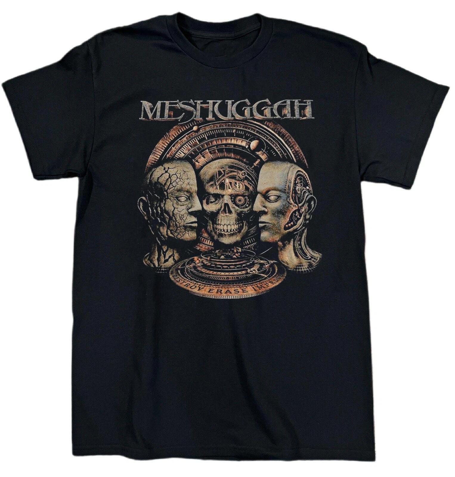 Retro Meshuggah Band Destroy Erase Improve Cotton Black T Shirt S-5XL TR532 XXL