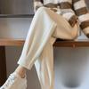 Fall Spring Women's Harem Pants Versatile Casual Loose-Fitting Corduroy Pants with Elastic Waistband Plus Size Long Pants