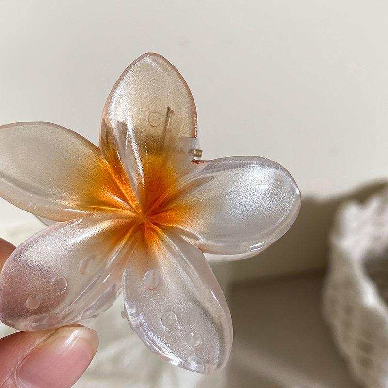 6cm Acryl Farbverlauf Frangipani Haarspange Damen Koreanisch Süß Haifischclip Haaraccessoires